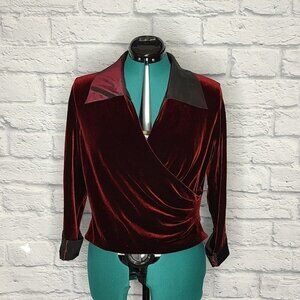 TALBOTS women's maroon velvet side ruched formal pullover jacket Sz 12P